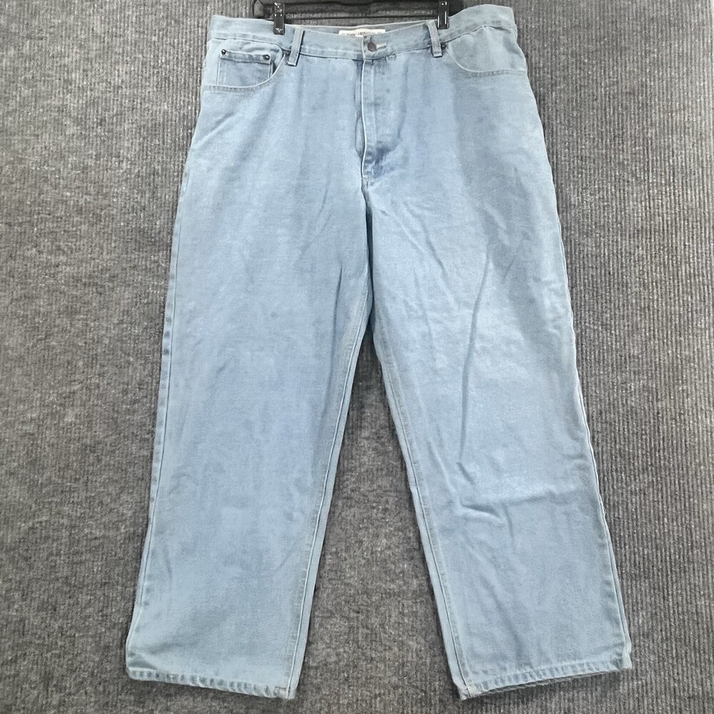 GB Denim Men's 42x32 Jeans Gray Straight Leg Light Blue Wash